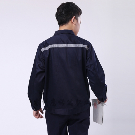 藏青拼米色扬中工作服AC090
